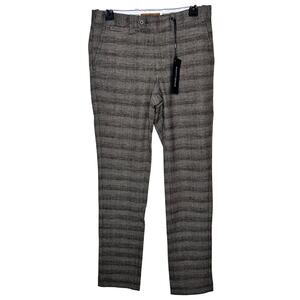 Nifty Genius Thomas Pants 28 Brushed Twill Plaid Herringbone Preppy Brown New